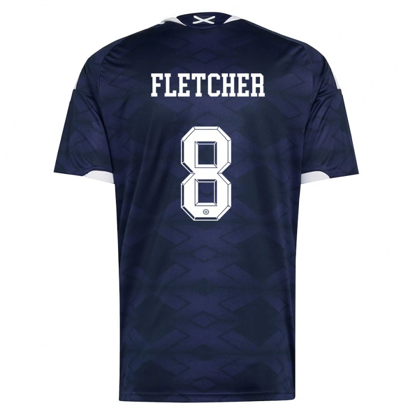 Danxen Hombre Camiseta Escocia Tyler Fletcher #8 Marino Blanco 1ª Equipación 26-28 La Camisa