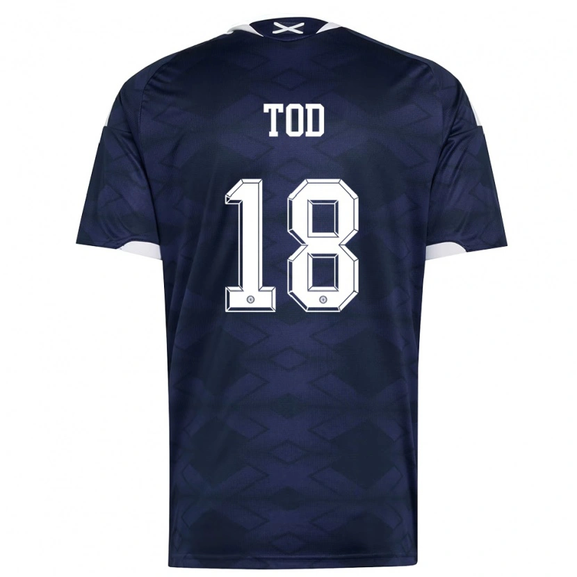 Danxen Hombre Camiseta Escocia John Tod #18 Marino Blanco 1ª Equipación 26-28 La Camisa