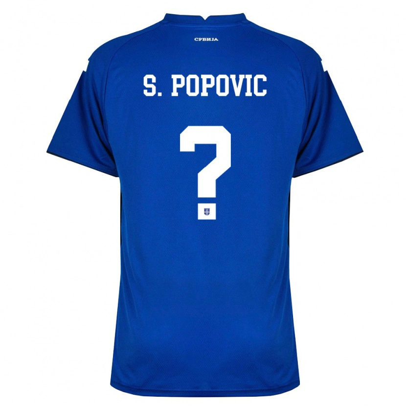 Danxen Hombre Camiseta Serbia Strahinja Popovic #0 Marino Rojo 1ª Equipación 26-28 La Camisa