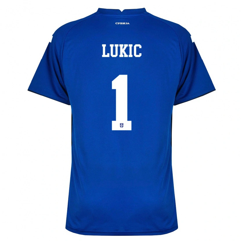 Danxen Hombre Camiseta Serbia Ognjen Lukic #1 Marino Rojo 1ª Equipación 26-28 La Camisa