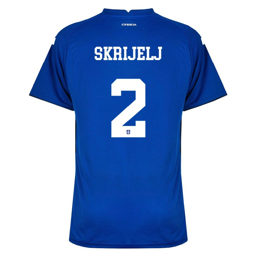 Danxen Hombre Camiseta Serbia Ahmed Skrijelj #2 Marino Rojo 1ª Equipación 26-28 La Camisa