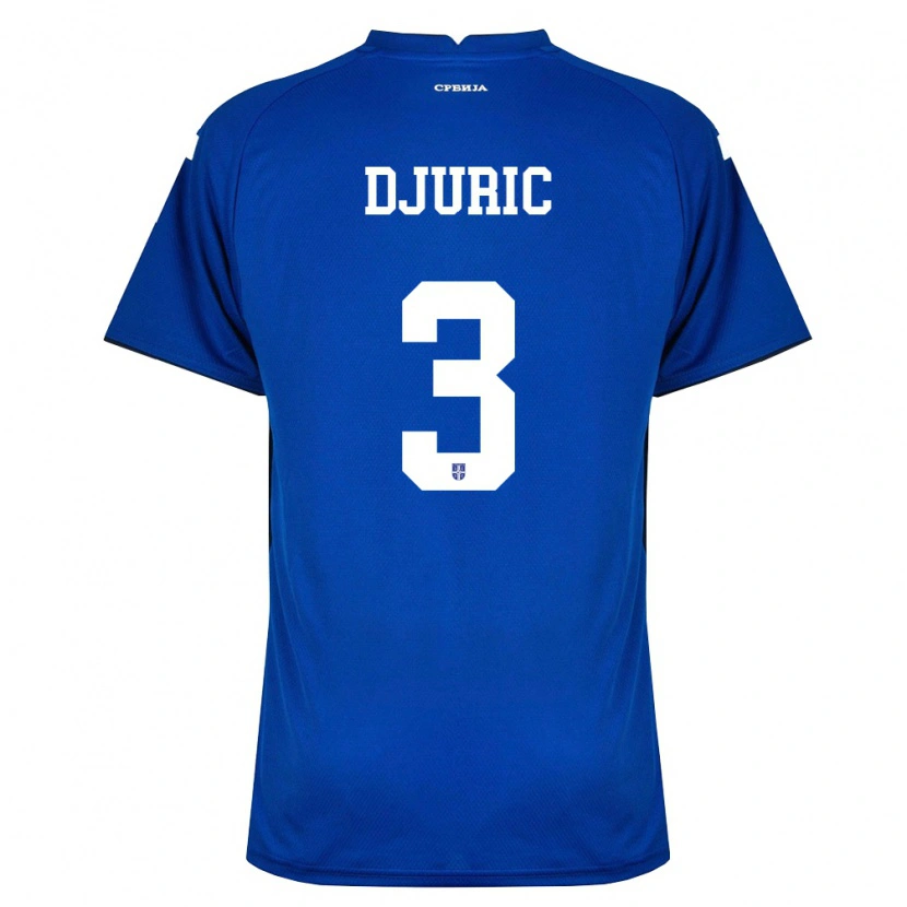 Danxen Hombre Camiseta Serbia David Djuric #3 Marino Rojo 1ª Equipación 26-28 La Camisa