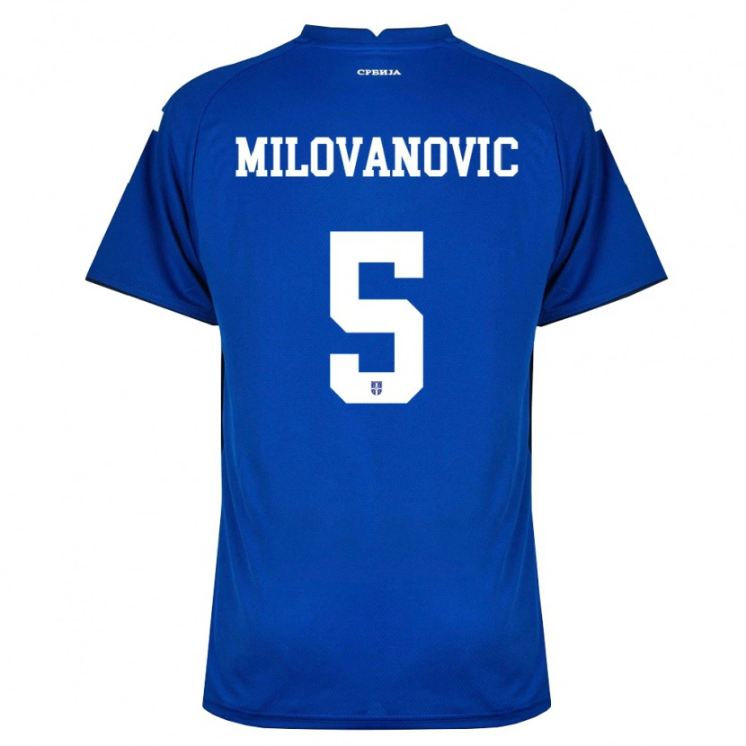 Danxen Hombre Camiseta Serbia Mateja Milovanovic #5 Marino Rojo 1ª Equipación 26-28 La Camisa