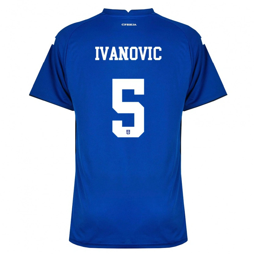 Danxen Hombre Camiseta Serbia Mijat Ivanovic #5 Marino Rojo 1ª Equipación 26-28 La Camisa