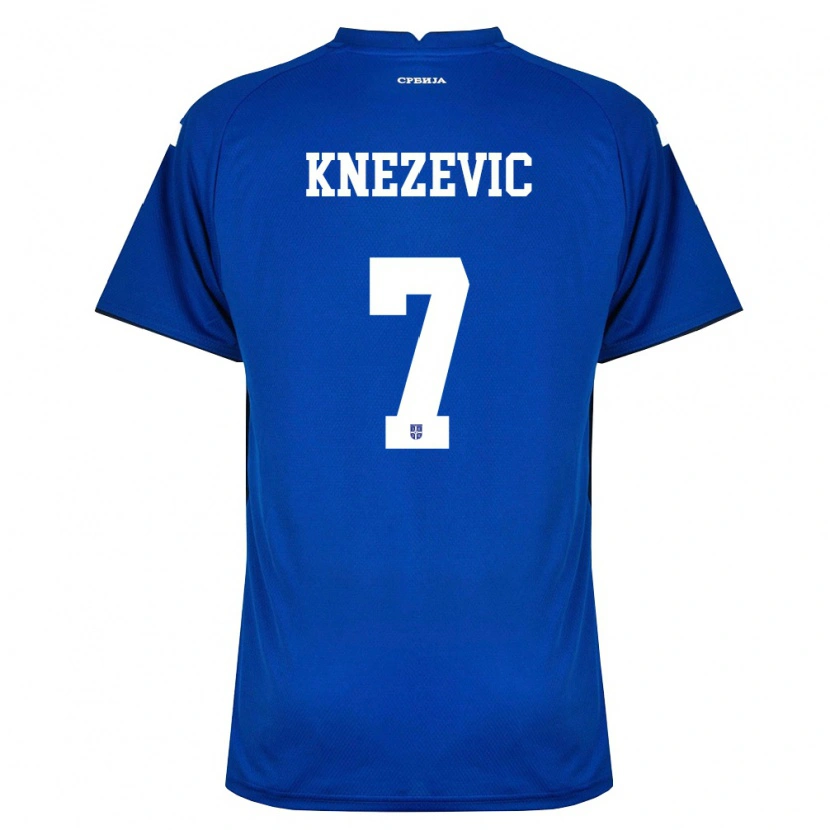 Danxen Hombre Camiseta Serbia Nikola Knezevic #7 Marino Rojo 1ª Equipación 26-28 La Camisa