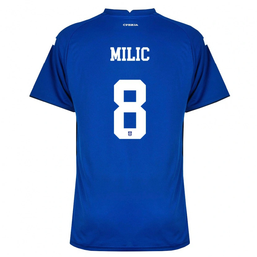 Danxen Hombre Camiseta Serbia Lazar Milic #8 Marino Rojo 1ª Equipación 26-28 La Camisa