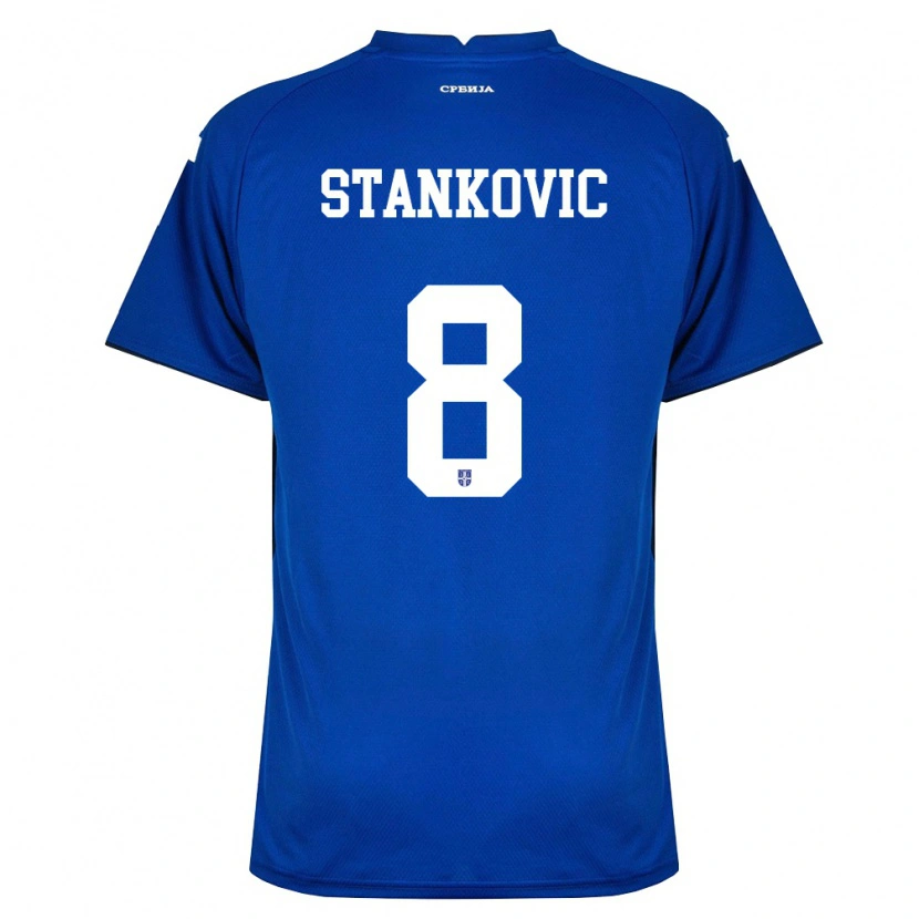 Danxen Hombre Camiseta Serbia Nikola Stankovic #8 Marino Rojo 1ª Equipación 26-28 La Camisa