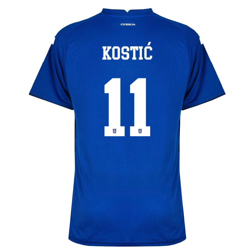 Danxen Hombre Camiseta Serbia Filip Kostić #11 Marino Rojo 1ª Equipación 26-28 La Camisa