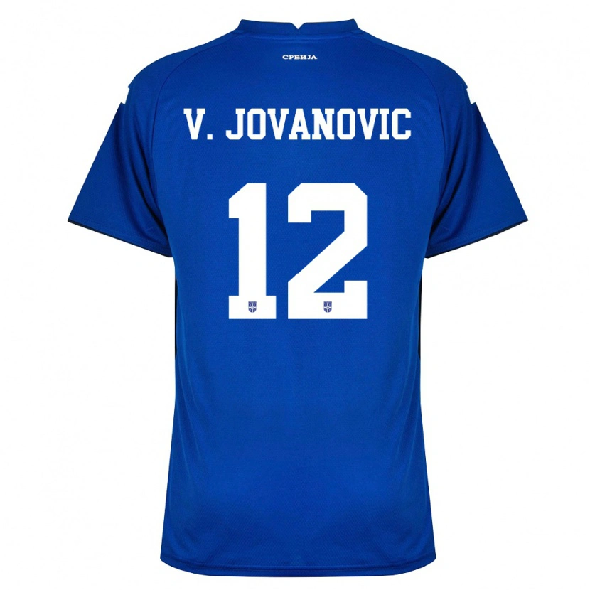 Danxen Hombre Camiseta Serbia Vukasin Jovanovic #12 Marino Rojo 1ª Equipación 26-28 La Camisa