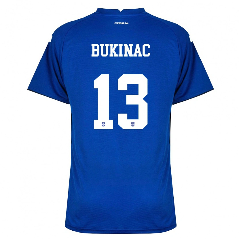 Danxen Hombre Camiseta Serbia Stefan Bukinac #13 Marino Rojo 1ª Equipación 26-28 La Camisa