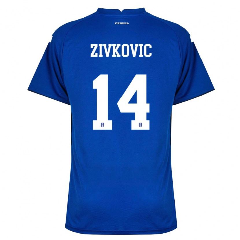 Danxen Hombre Camiseta Serbia Andrija Zivkovic #14 Marino Rojo 1ª Equipación 26-28 La Camisa