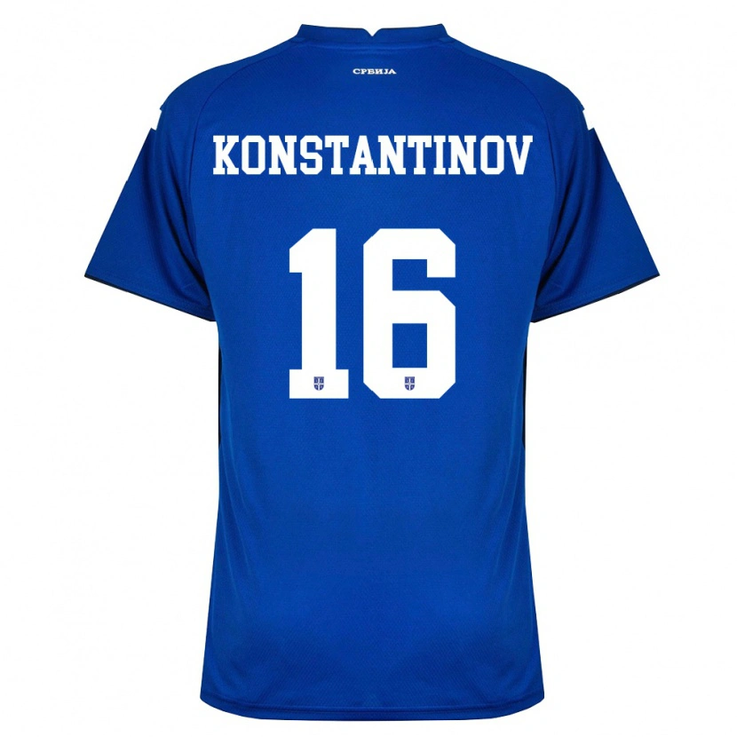 Danxen Hombre Camiseta Serbia Lazar Konstantinov #16 Marino Rojo 1ª Equipación 26-28 La Camisa