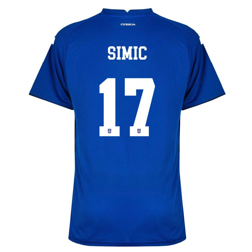 Danxen Hombre Camiseta Serbia Jan Carlo Simic #17 Marino Rojo 1ª Equipación 26-28 La Camisa