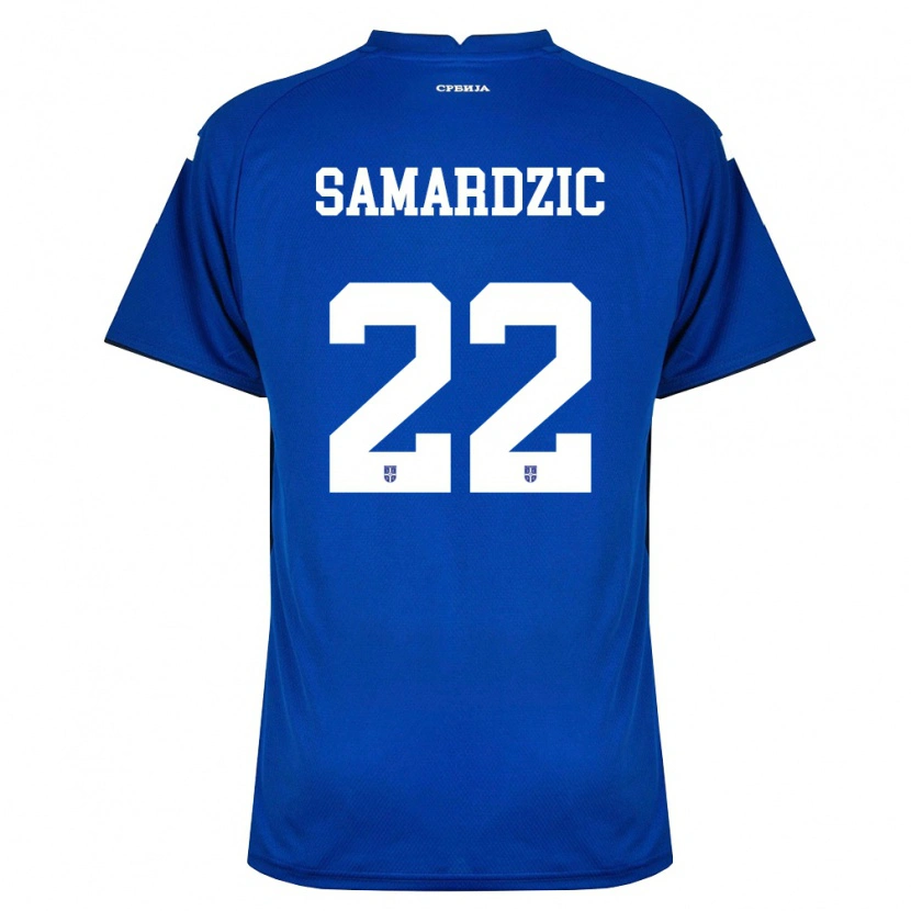 Danxen Hombre Camiseta Serbia Lazar Samardžić #22 Marino Rojo 1ª Equipación 26-28 La Camisa