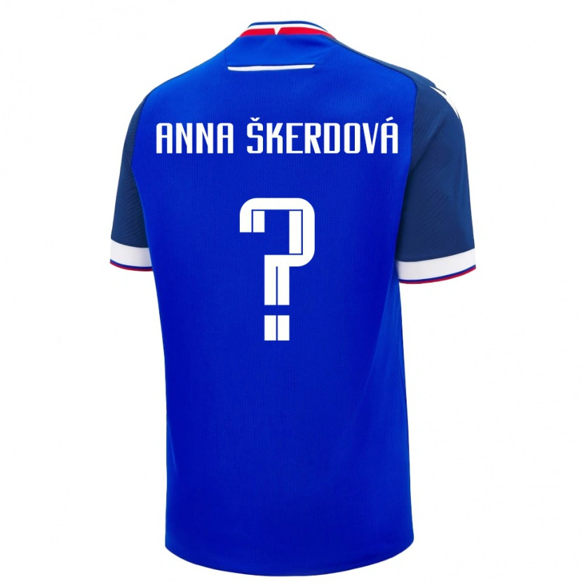 Danxen Hombre Camiseta Eslovaquia Sofia Anna Škerdová #0 Azul Blanco 1ª Equipación 26-28 La Camisa