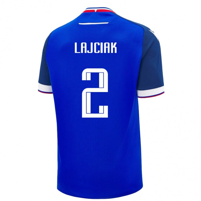 Danxen Hombre Camiseta Eslovaquia Alex Lajciak #2 Azul Blanco 1ª Equipación 26-28 La Camisa
