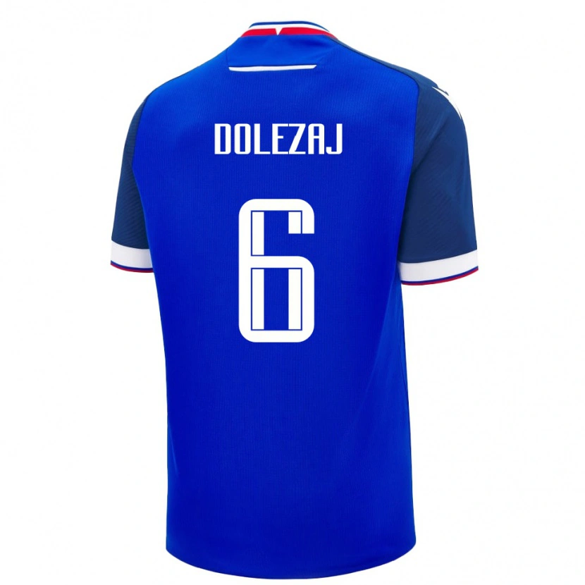 Danxen Hombre Camiseta Eslovaquia Maxim Dolezaj #6 Azul Blanco 1ª Equipación 26-28 La Camisa