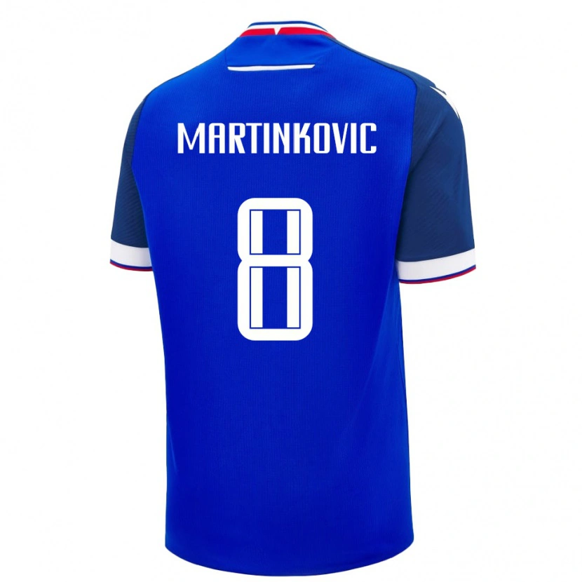 Danxen Hombre Camiseta Eslovaquia Matej Martinkovic #8 Azul Blanco 1ª Equipación 26-28 La Camisa