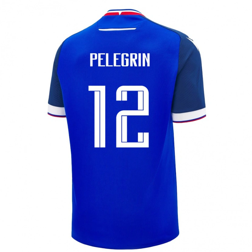 Danxen Hombre Camiseta Eslovaquia Lukas Pelegrin #12 Azul Blanco 1ª Equipación 26-28 La Camisa