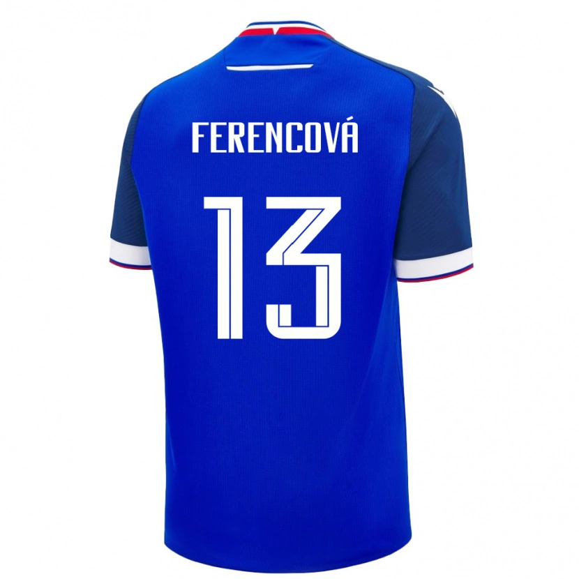 Danxen Hombre Camiseta Eslovaquia Michaela Ferencová #13 Azul Blanco 1ª Equipación 26-28 La Camisa