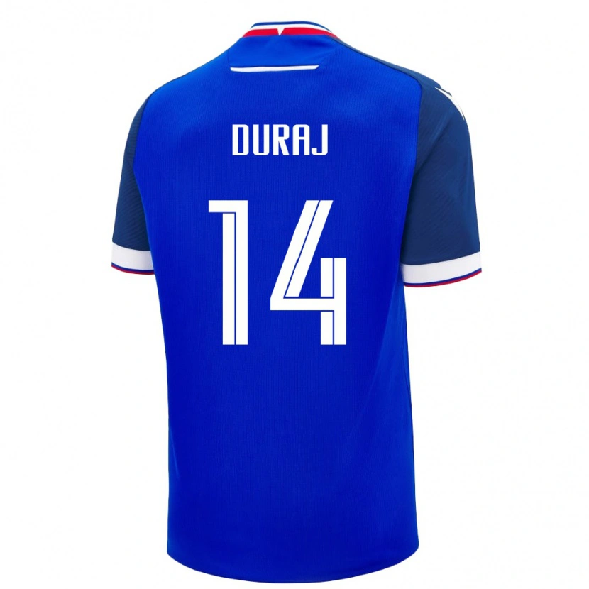 Danxen Hombre Camiseta Eslovaquia Michal Duraj #14 Azul Blanco 1ª Equipación 26-28 La Camisa