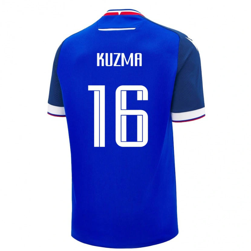 Danxen Hombre Camiseta Eslovaquia Alex Kuzma #16 Azul Blanco 1ª Equipación 26-28 La Camisa