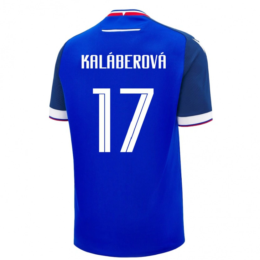 Danxen Hombre Camiseta Eslovaquia Victoria Kaláberová #17 Azul Blanco 1ª Equipación 26-28 La Camisa