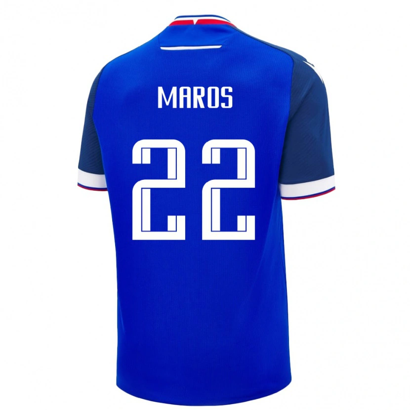 Danxen Hombre Camiseta Eslovaquia Alexej Maros #22 Azul Blanco 1ª Equipación 26-28 La Camisa