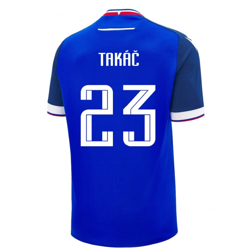 Danxen Hombre Camiseta Eslovaquia Dominik Takac #23 Azul Blanco 1ª Equipación 26-28 La Camisa