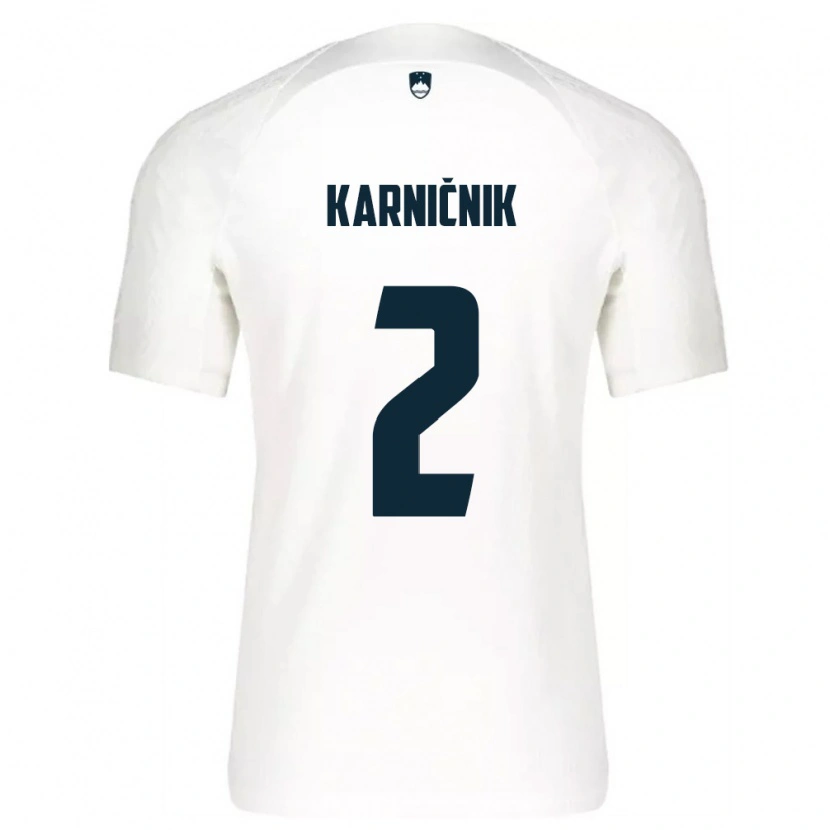 Danxen Hombre Camiseta Eslovenia Zan Karnicnik #2 Blanco Azul 1ª Equipación 26-28 La Camisa