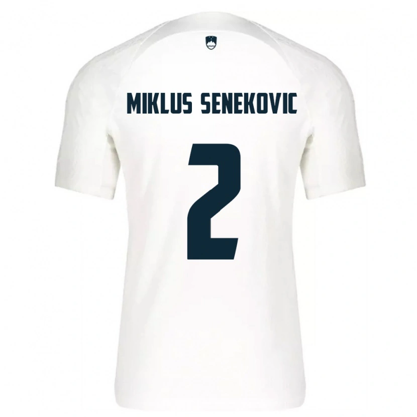 Danxen Hombre Camiseta Eslovenia Gal Miklus Senekovic #2 Blanco Azul 1ª Equipación 26-28 La Camisa