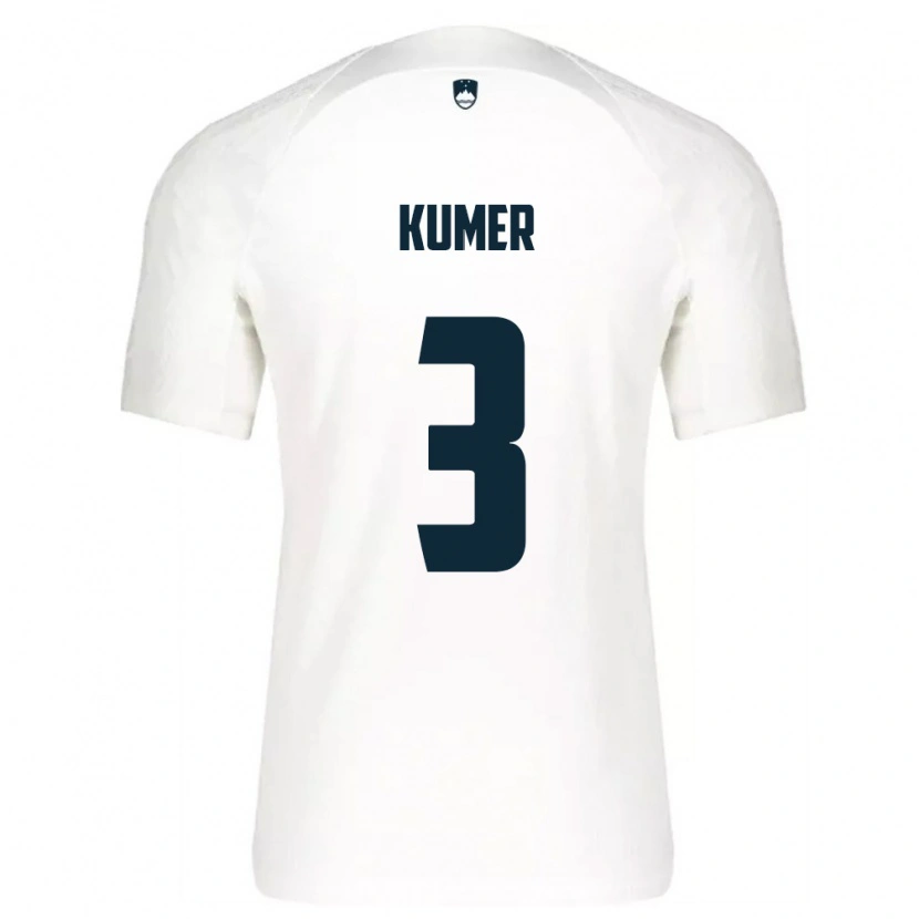 Danxen Hombre Camiseta Eslovenia Alin Kumer Celik #3 Blanco Azul 1ª Equipación 26-28 La Camisa