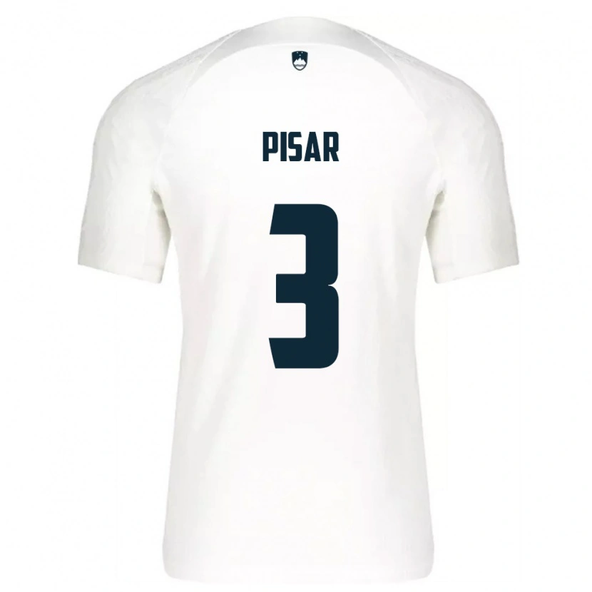 Danxen Hombre Camiseta Eslovenia Leo Pisar #3 Blanco Azul 1ª Equipación 26-28 La Camisa