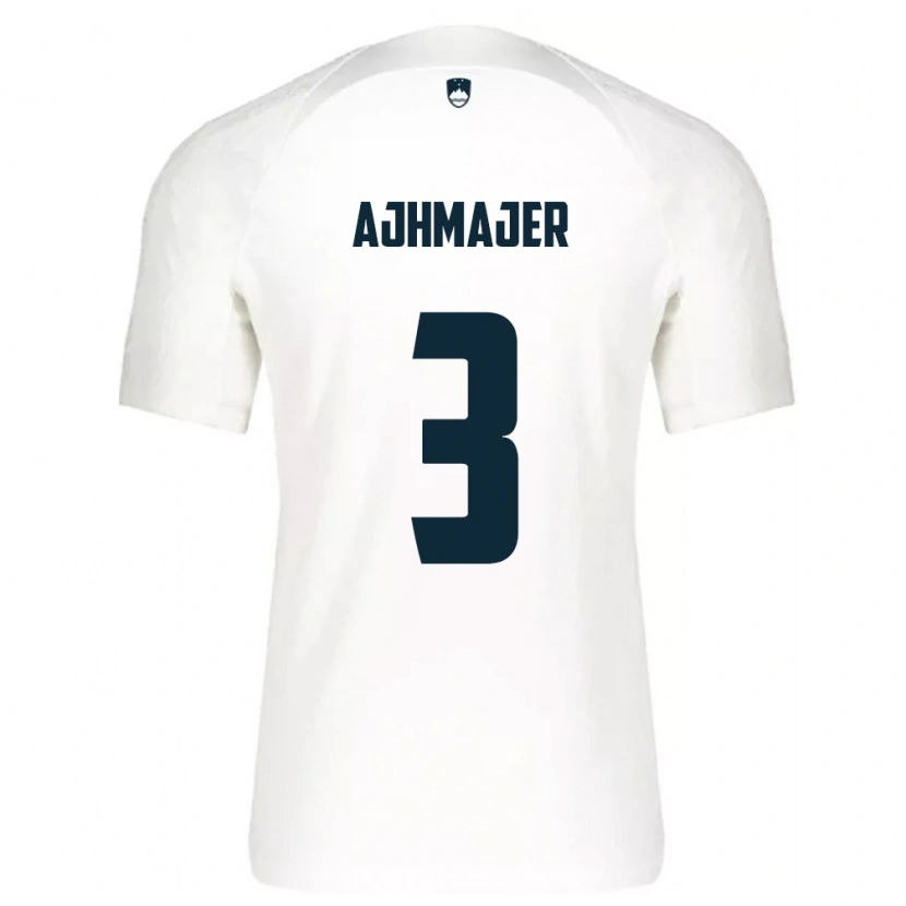 Danxen Hombre Camiseta Eslovenia Nejc Ajhmajer #3 Blanco Azul 1ª Equipación 26-28 La Camisa