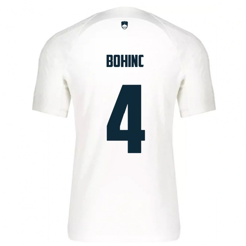 Danxen Hombre Camiseta Eslovenia Lev Bohinc #4 Blanco Azul 1ª Equipación 26-28 La Camisa