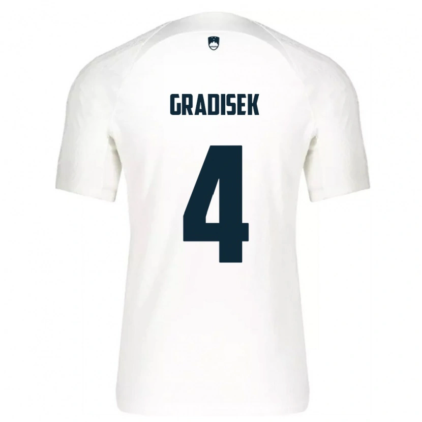 Danxen Hombre Camiseta Eslovenia Sara Gradišek #4 Blanco Azul 1ª Equipación 26-28 La Camisa