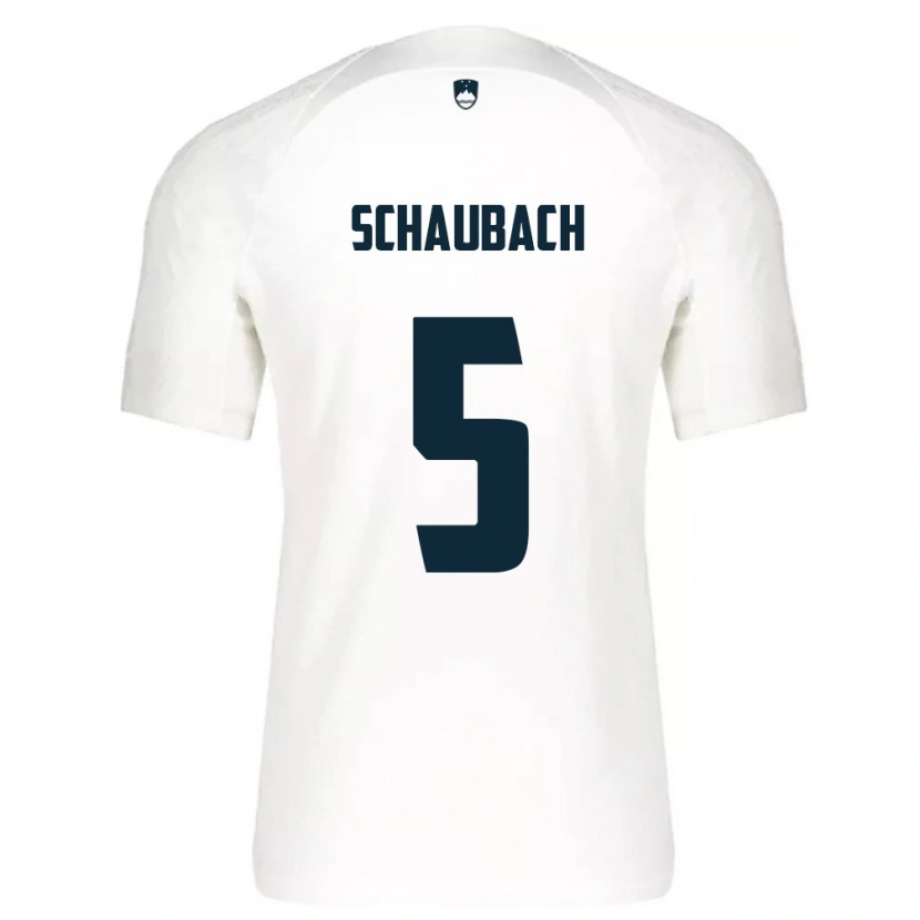 Danxen Hombre Camiseta Eslovenia Rok Schaubach #5 Blanco Azul 1ª Equipación 26-28 La Camisa