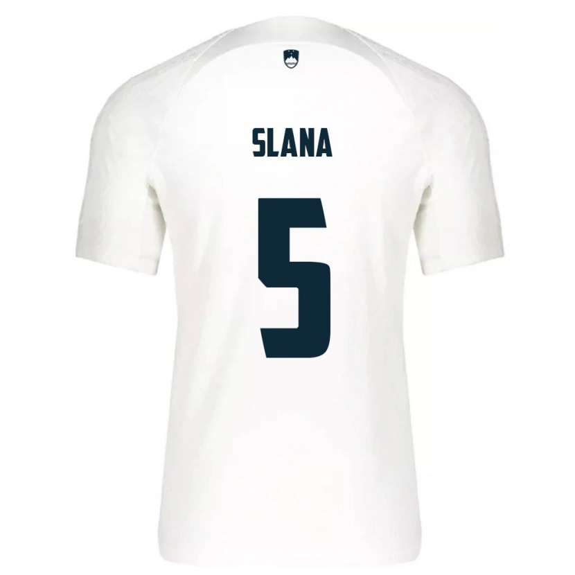 Danxen Hombre Camiseta Eslovenia Filip Slana #5 Blanco Azul 1ª Equipación 26-28 La Camisa