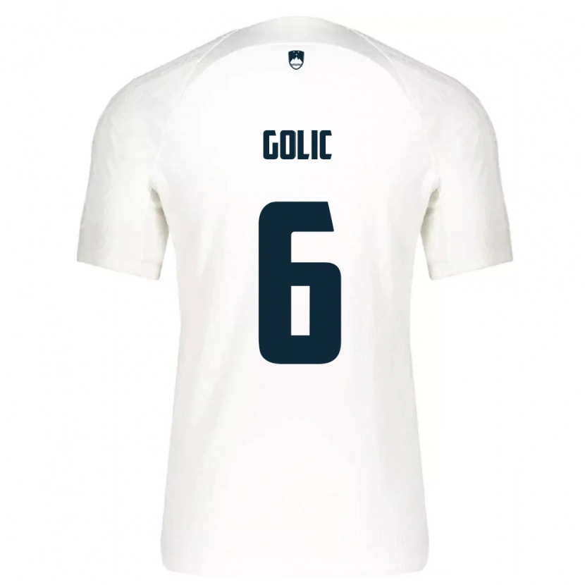 Danxen Hombre Camiseta Eslovenia Lovro Golic #6 Blanco Azul 1ª Equipación 26-28 La Camisa