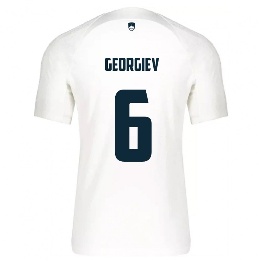 Danxen Hombre Camiseta Eslovenia Luka Georgiev #6 Blanco Azul 1ª Equipación 26-28 La Camisa