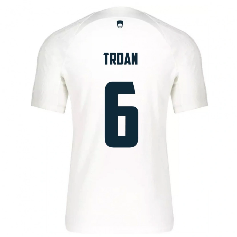 Danxen Hombre Camiseta Eslovenia Miha Trdan #6 Blanco Azul 1ª Equipación 26-28 La Camisa