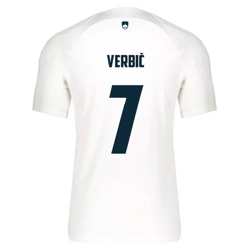 Danxen Hombre Camiseta Eslovenia Benjamin Verbic #7 Blanco Azul 1ª Equipación 26-28 La Camisa