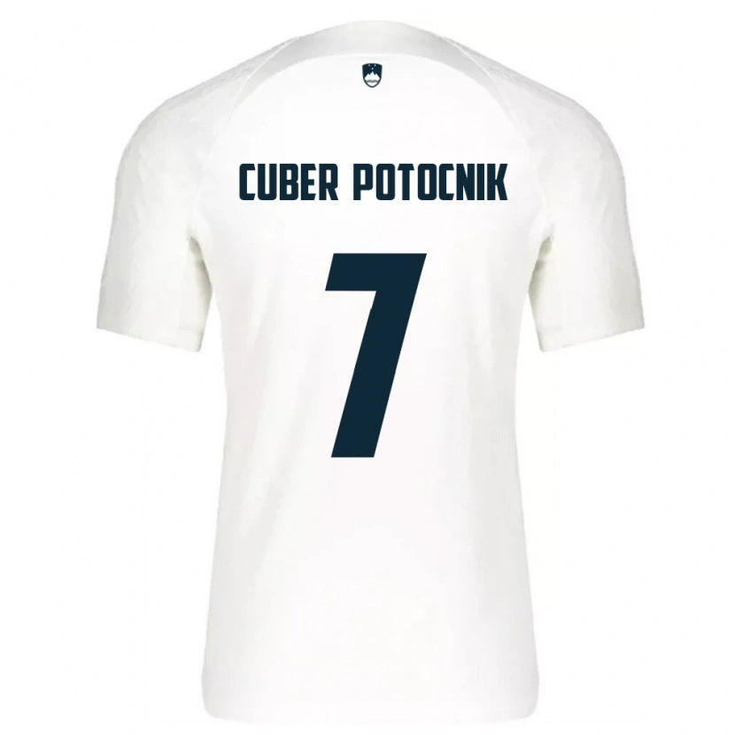 Danxen Hombre Camiseta Eslovenia Jaka Cuber Potocnik #7 Blanco Azul 1ª Equipación 26-28 La Camisa