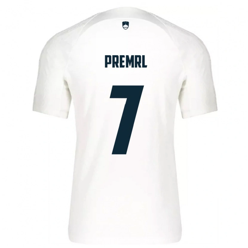 Danxen Hombre Camiseta Eslovenia Jaka Premrl #7 Blanco Azul 1ª Equipación 26-28 La Camisa