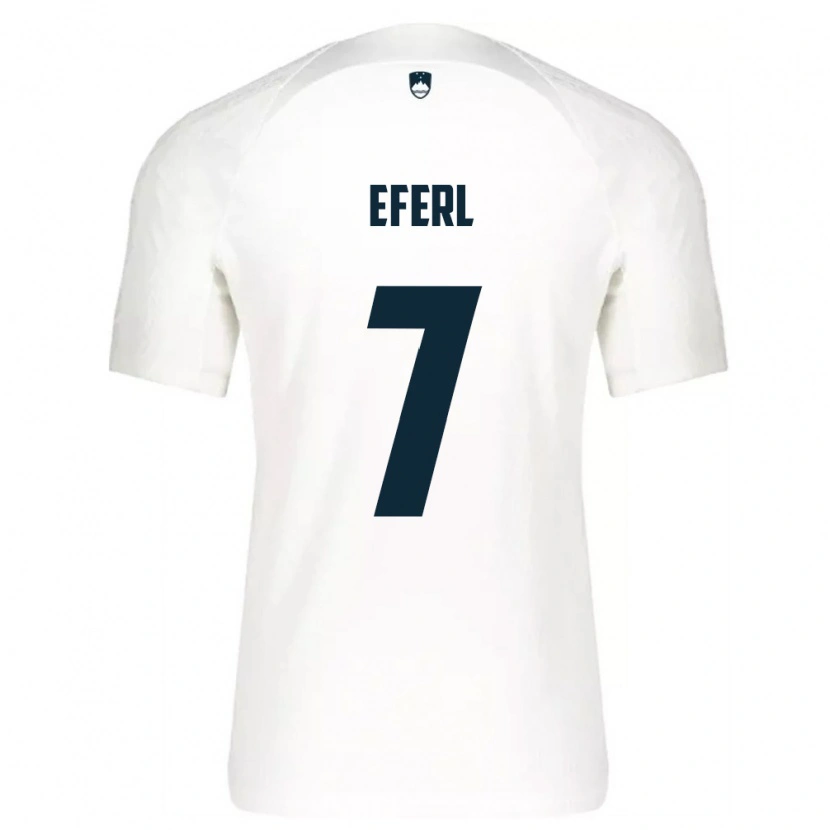 Danxen Hombre Camiseta Eslovenia Anja Eferl #7 Blanco Azul 1ª Equipación 26-28 La Camisa