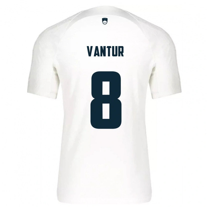Danxen Hombre Camiseta Eslovenia Bor Vantur #8 Blanco Azul 1ª Equipación 26-28 La Camisa