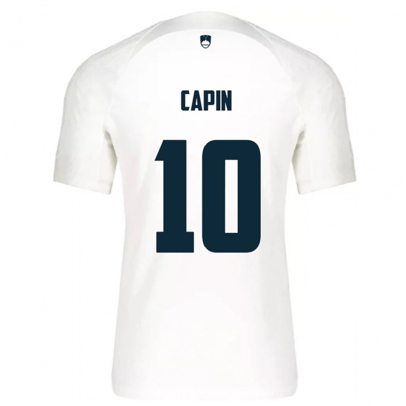 Danxen Hombre Camiseta Eslovenia Stefan Capin #10 Blanco Azul 1ª Equipación 26-28 La Camisa