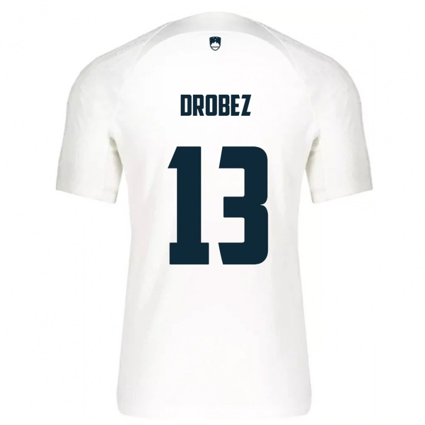 Danxen Hombre Camiseta Eslovenia Timotej Drobez #13 Blanco Azul 1ª Equipación 26-28 La Camisa