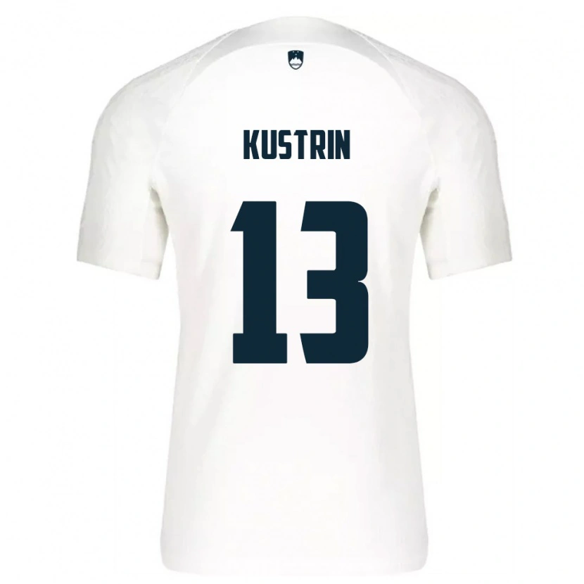 Danxen Hombre Camiseta Eslovenia Zala Kuštrin #13 Blanco Azul 1ª Equipación 26-28 La Camisa