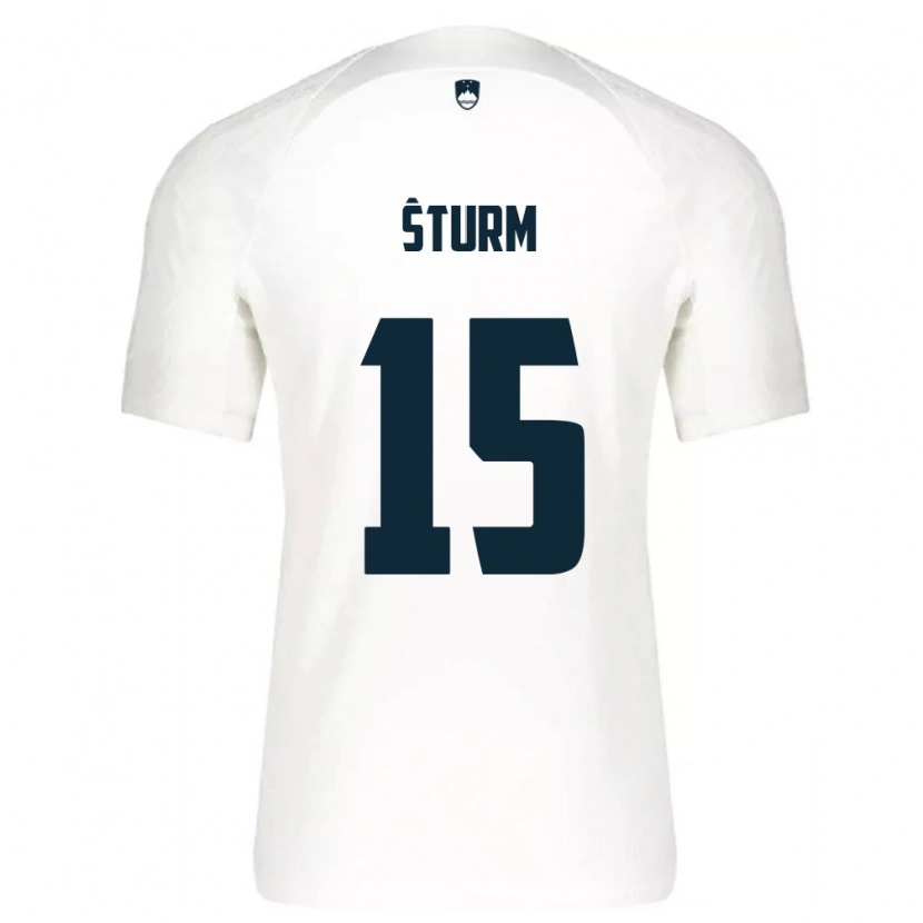 Danxen Hombre Camiseta Eslovenia Danijel Sturm #15 Blanco Azul 1ª Equipación 26-28 La Camisa